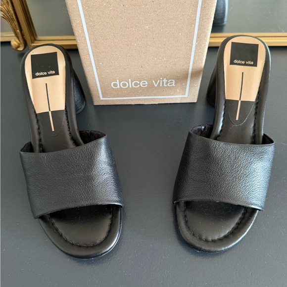 Dolce Vita Shoes - Dolce Vita Black Leather Slide Mules
